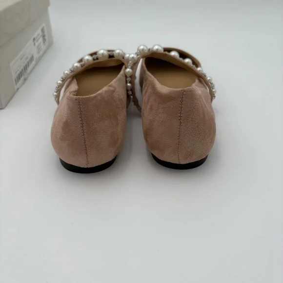 MIRAAZURRA Pearl Strap Ballet Flats Blush Nude Mary Jane Square Toe Size 7 NEW - Picture 4 of 10